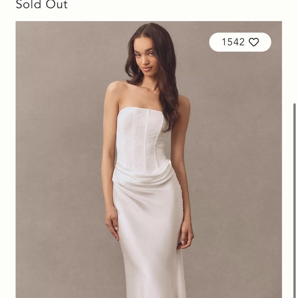 Significant Other Sofiya Straplesss Lace Draped Satin Maxi Dress
